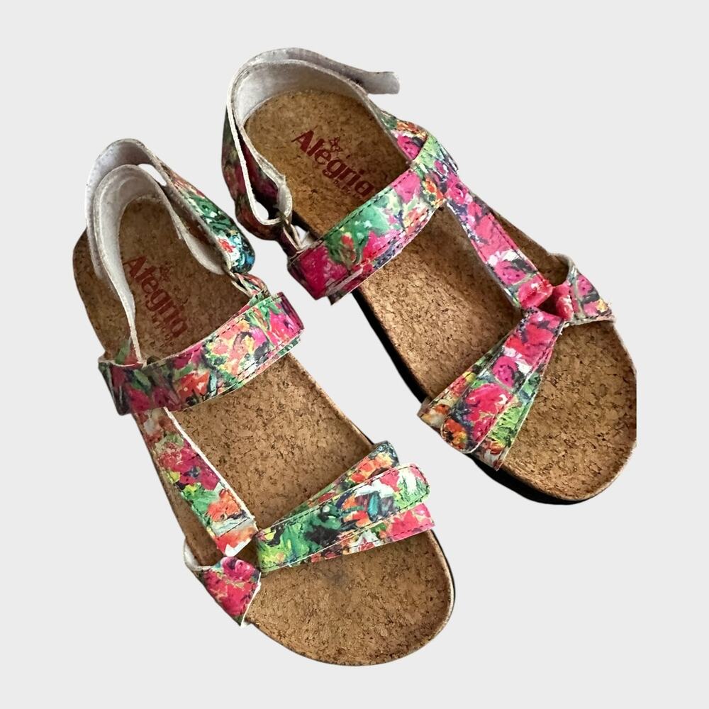 Alegria by PG Lite Floral Print Sandals with Adjustable Hook-and-loop Straps 38